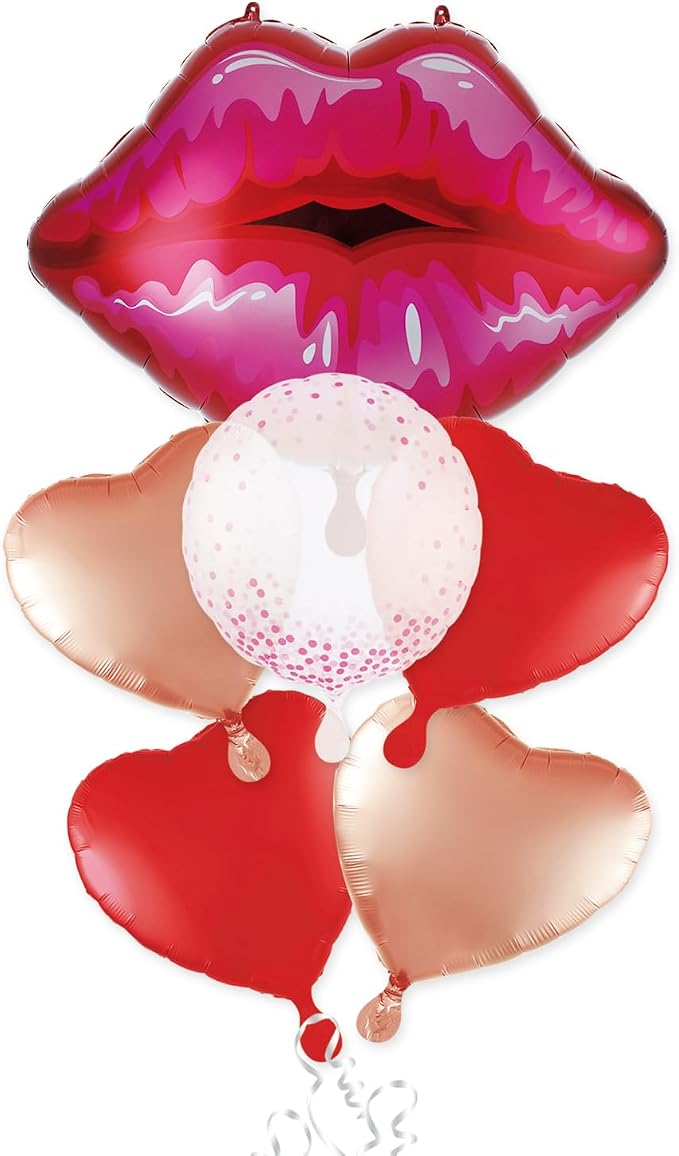 Huge 30inch Red Lip Foil Balloons Set 6 Pieces - Image 6