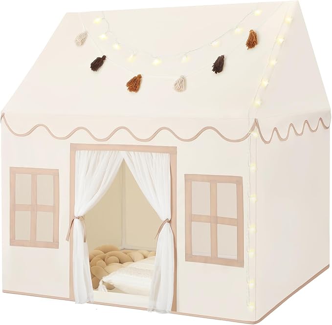 Kids Play Tent Indoor: with Mat, Tassel Garland by Senodeer