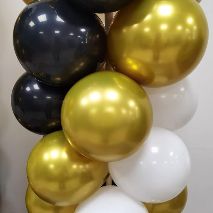 100Pcs Black Gold White Column Tower Balloons - Image 5