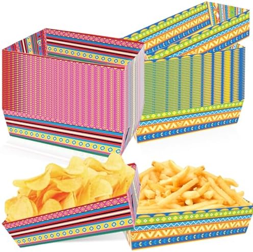 Fiesta Decorations, 50 Pcs Mexican Food Trays - 2 Designs Nacho Boat by Actilize