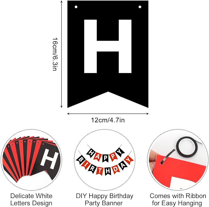 Happy Birthday Banner Sign, Birthday Garland Wall Door Hanging Banners Flag - Image 6