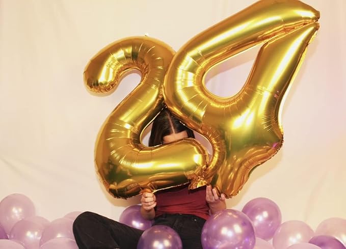 4 Balloon Numbers Party Decorations, 40In Gold Balloons - Image 4
