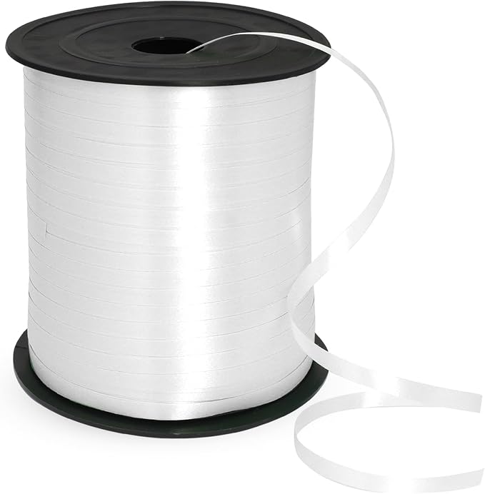 Luomorgo White Curling Ribbon, 500 Yards/1 Roll Balloon Ribbon | Plastic Thin - Image 6