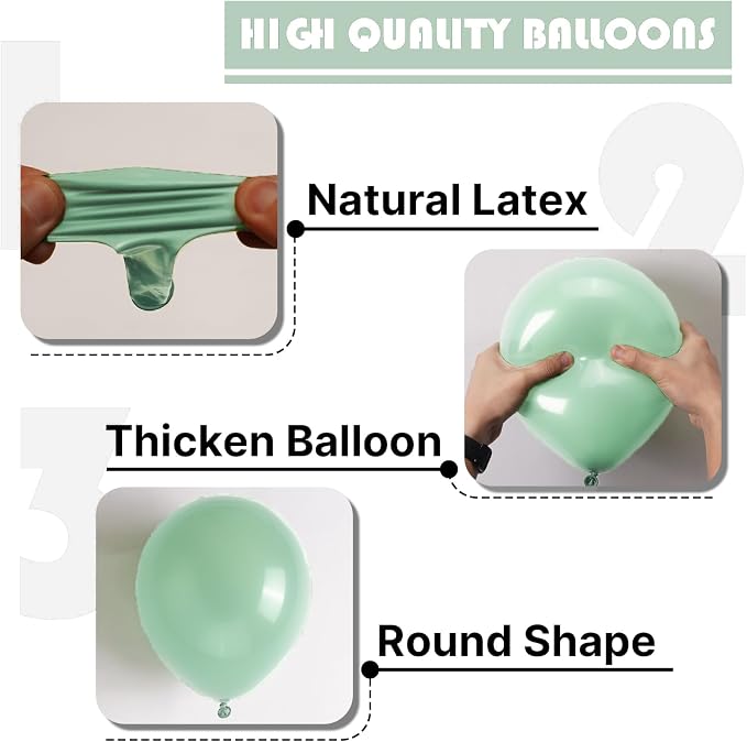 PartyWoo Light Green Balloons 50pcs Mint Pastel Peppermin Green Color | 12 Inch - Image 7