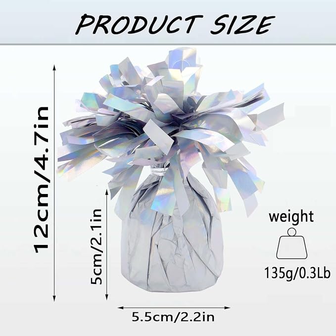 Metallic Silver Balloon Weights, 12 Pack | Metallic silver PET film; helium - Image 2