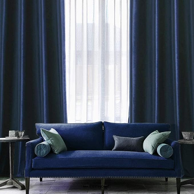 MIULEE Velvet Curtains Royal Blue 52 x 96 Inch Length Set of 2 | Grommet Drapes - Image 6