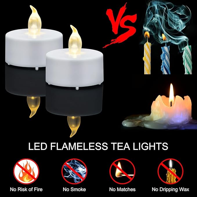 Nancia Tea Lights, 150PACK Flameless LED Tea Lights Candles, Flickering Warm White, 200 Hours Battery-Powered Tea Light, Ideal Party, Wedding, Birthday, Gifts Home Decoration