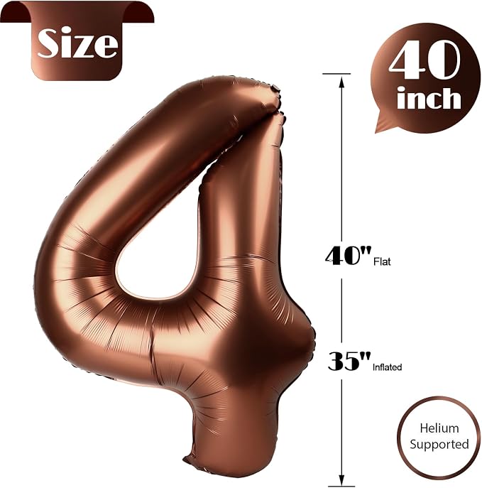 Coffee Brown Number 4 Balloon 40 Inch - Image 5