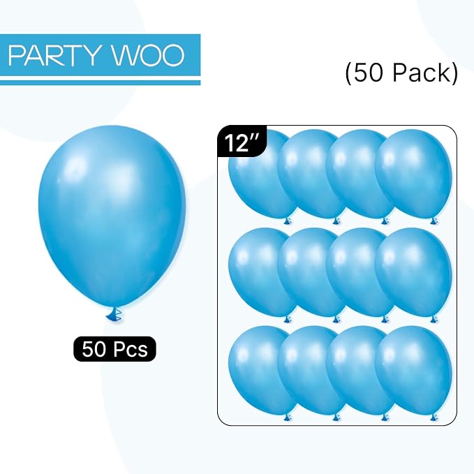 PartyWoo Pearl Blue Balloons 50pcs Sky Blue Latex Helium Balloons 12 Inch | - Image 6