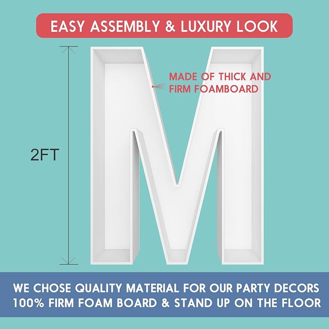2FT Letter M Mosaic Balloon Frame Letter DIY Fillable Letters Kit - Image 2