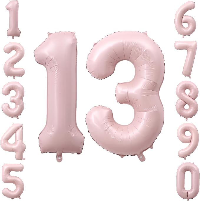 40" Light Pink Foil Number 13 Balloon by TNCDJKPA