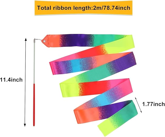 20 Pack Ribbon Dancing Wands Party Favors for Kids, Rainbow Birthday Decorations, Princess Party Supplies, Girls Party Games, Gymnastics Goody Bag Stuffers (Rainbow)