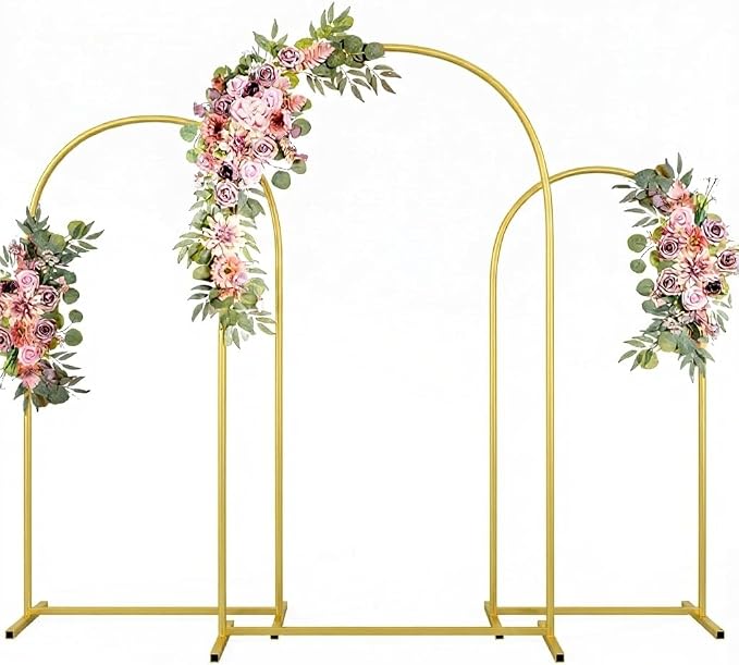 Metal Arch Backdrop Stand Wedding Arch Frame Set of 3 Gold Backdrop Arch Stand by CLUDPARK