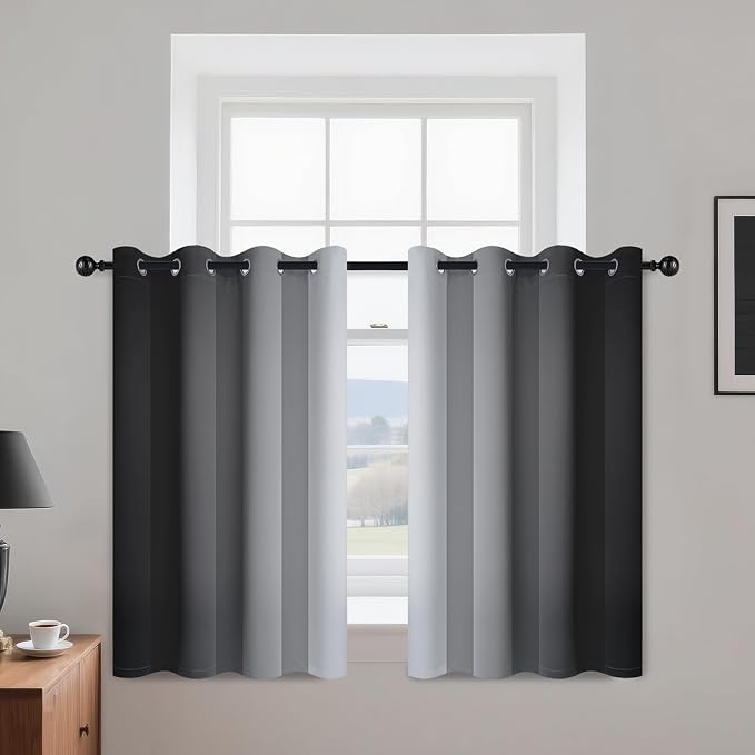 Yakamok Ombre Curtains Black and Greyish White by Yakamok