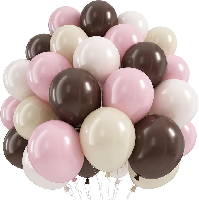 Pink and Brown Balloons, Espresso Martini Party Decorations, Dusty Pastel Pink by Froova