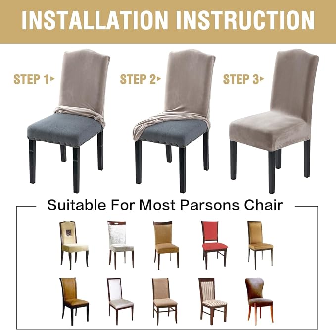 H.VERSAILTEX Dining Chair Covers Stretch - Image 8