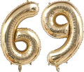 Light Gold Number 69 Foil Balloons 40 Inch White Gold 69 Mylar Balloon | 69th by ANGEL+Q+HOUSE