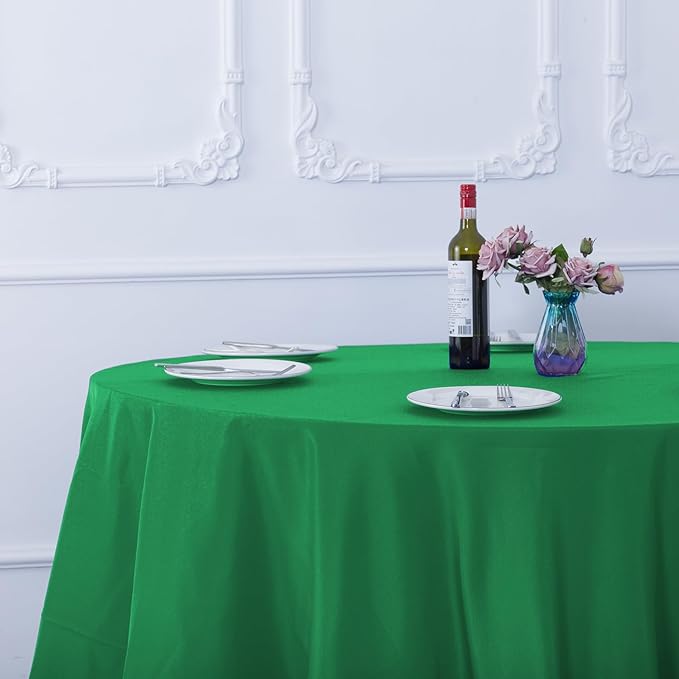 Ascoza 2pack 108 Inch Emerald Round Tablecloth in Washable Polyester Fabric for Wedding/Banquet/Restaurant/Parties