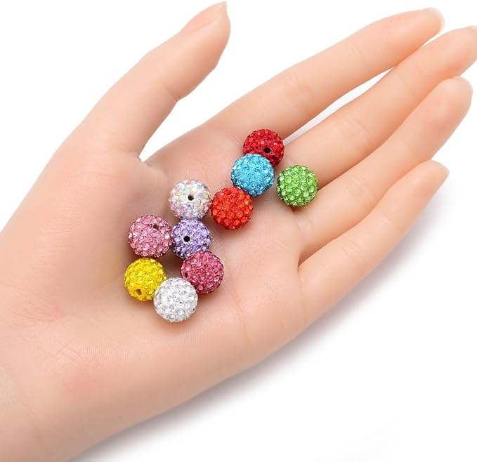 50pcs Adabele Grade A Suncatcher Crystal Rhinestone Pave Loose Beads 12mm Sun Orange Polymer Clay Disco Ball Spacers Compatible with Shamballa All Craft Jewelry Making DB12-12