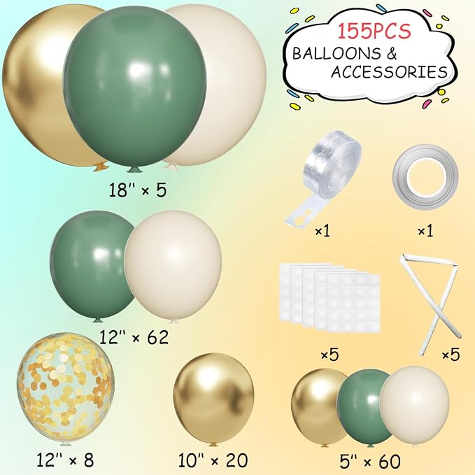 MEBAY Sage Green Balloon Arch Kit - Image 2
