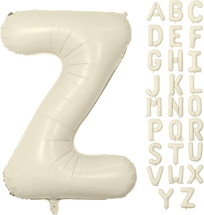 Letter Balloon 40Inch Cream White Big Alphabet Balloons Letter Z | Giant Foil by YUNSHANGMO