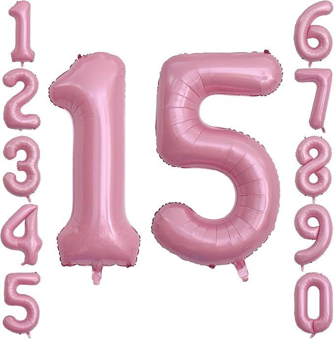 Pearlescent Pink Number 15 Balloon 40 Inch, Shiny Foil by Unknown