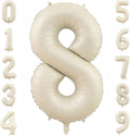 Cream Number 8 Balloons, 40 Inch 8 Balloons Giant Helium Foil Mylar Beige 8 by BBPOOL