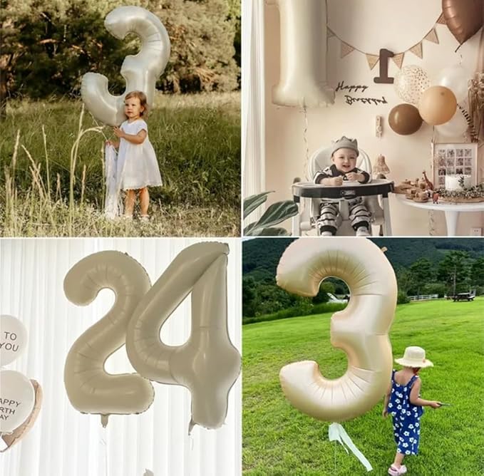 2 Balloon Numbers 40Inch Two Balloons Cream Party Decorations - Image 6