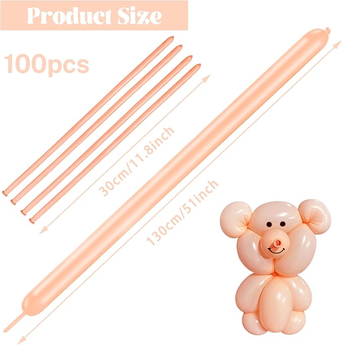 260 Long Balloons 100 Pack Pastel Orange Twisting Animal Balloons Thickening - Image 2