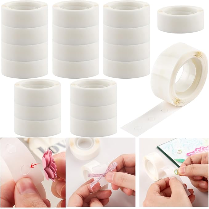 BAOFALI 6000 Pcs 1/8in 20 Roll Ultra Thin Adhesive Dots Clear Removable Double by BAOFALI