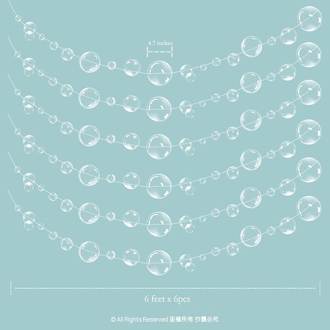 Decor365 Under the Sea Party Decorations White Bubble Garlands Little Mermaid - Image 2