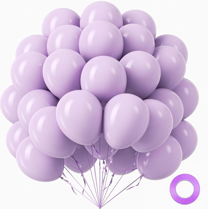 Light Purple Balloons 12 inch, Pastel Purple Latex Balloons 50pcs Party Balloon by Awenztech