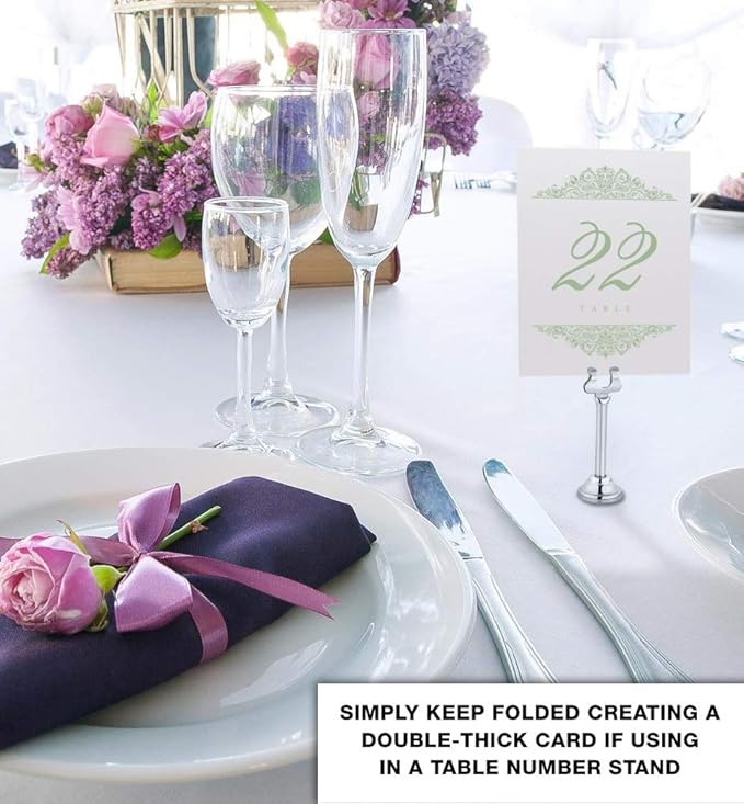 Paisley Wedding Table Numbers (Select Color/Quantity), Champagne, Sage, 1-80, Double Sided, Tent or Use in a Stand, Great for Parties & Restaurants - Made in the USA