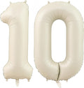 Cream Number 10 Balloons, 40 Inch 10 Balloons Giant Helium Foil Mylar Beige 10 by BBPOOL