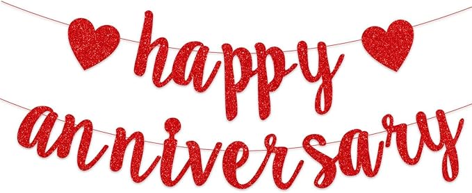 Pre-Strung Happy Anniversary Banner Bunting Hanging Sign Garland by Unknown