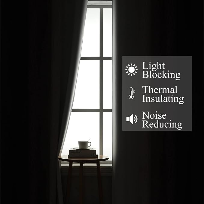 Purple and Greyish White Blackout Curtains 54 Inch Length, Light Blocking - Image 3