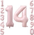 40" Light Pink Foil Number 14 Balloon by TNCDJKPA