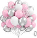 60pcs Pink and Silver Balloons 12inch by Leraqertra