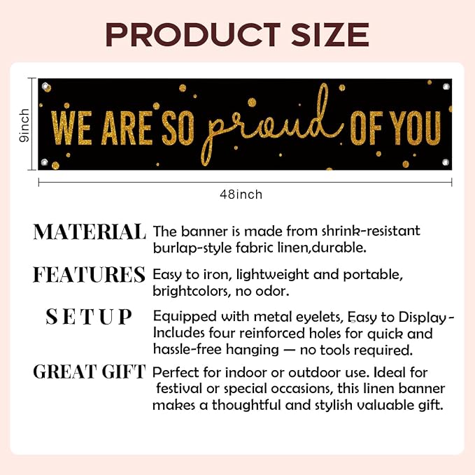Graduation Banner, We Are So Proud of You Banner Decor, Heartfelt Celebration - Image 2