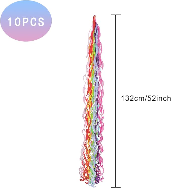 52IN 10PCS Rainbow Swirls Tassel Hanging Garland Party Decorations - Image 2