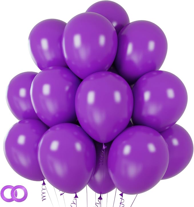 Purple Balloons 100 Pack 12 inch Thicken Latex Matte Purple Balloons by ASIYUHY