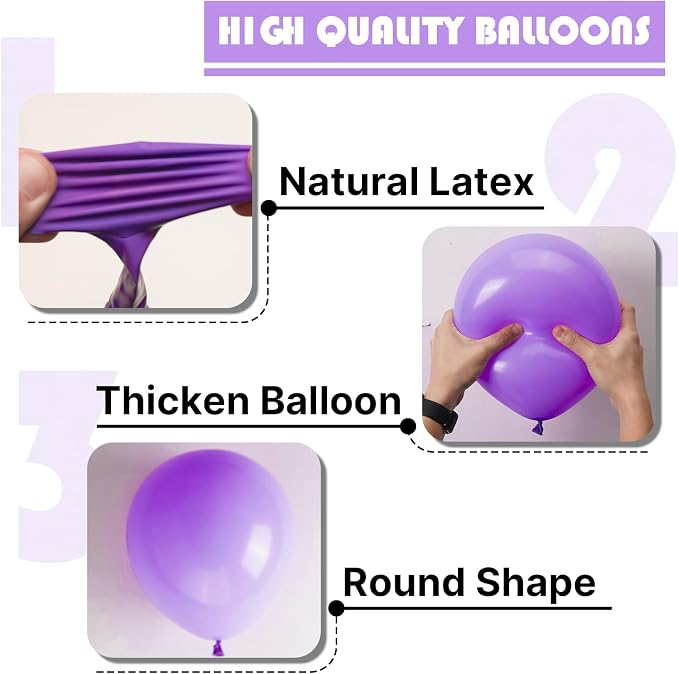 PartyWoo Purple Balloons 101pcs Purple Latex Helium Balloons 12 Inch | Birthday - Image 7