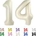 14 Balloon Numbers 40Inch for 14th Year Old Birthday Decorations, Cream | 40In by Mluchee