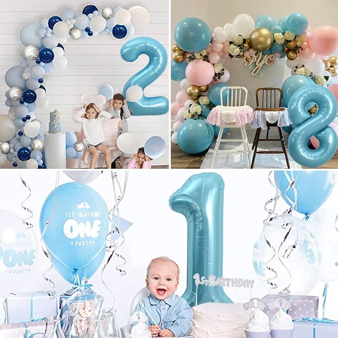 TONIFUL 40 Inch Light Blue Large Numbers Balloons 0-9, Number 7 Digital 7 - Image 6