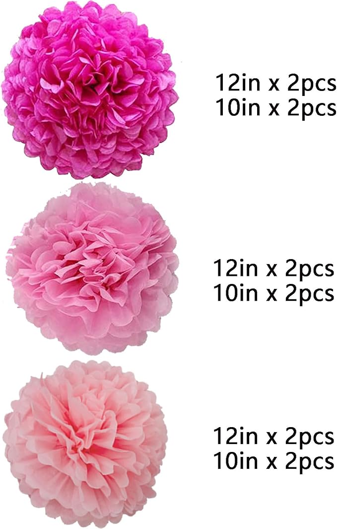We Moment Hot Pink and Light Pink Paper Pom Poms - Image 3