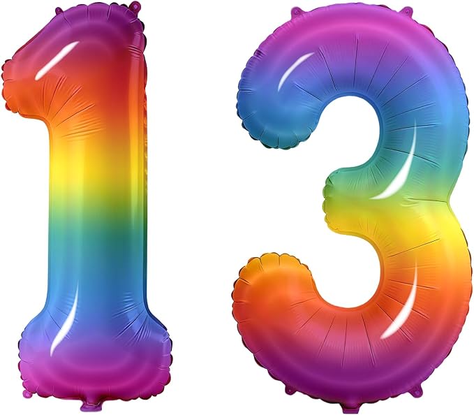 Number 13 Balloons for 13th Birthday Party Decorations, 0-100 Large No.13 by Joycard