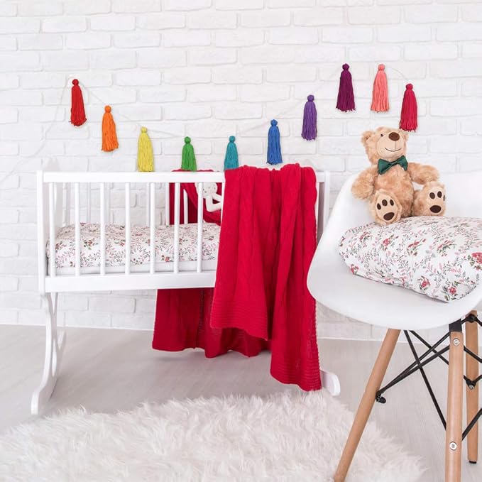 Big Size Tassel Garland H6.3in Polyester yarn Colorful Pom Pom Tassel Banner - Image 4