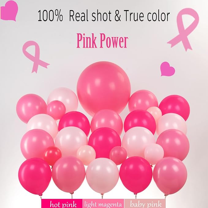 Hot pink and pink balloons Breast Cancer Awareness Decorations Balloons Arch - Image 3