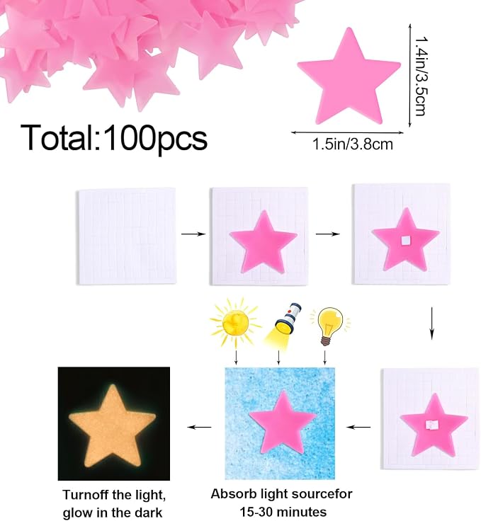 100pcs Glow in The Dark Luminous Stars Fluorescent Noctilucent Plastic Wall - Image 6