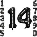 Black and White Stripes Number 14 Balloon 40 Inch, Foil Digits Track Decor | by Unknown